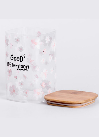 Банка для сыпучих продуктов Yiwu Sakura HP-34-23 1.2л стеклянная с бамбуковой крышкой No Brand (339672414)