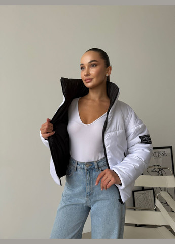 Чорно-біла демісезонна двухстороння жіноча курточка, синтепон 200 No Brand