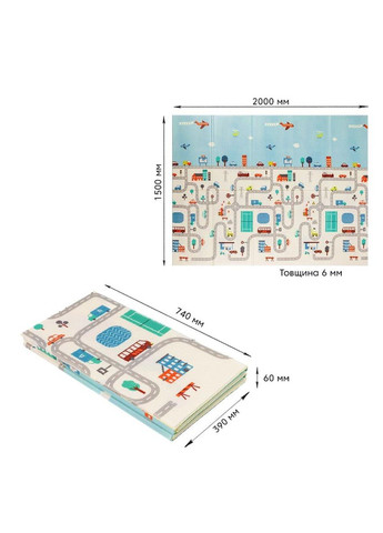 Дитячий складаний розвиваючий термокилимок 200х150х0.6см "Дорога | Ліс" (235) SW-00000155 Mat4baby (354829484)