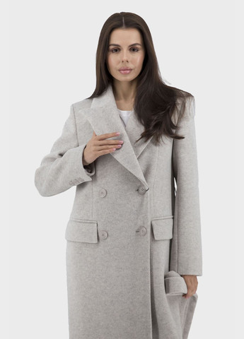 Світло-сіре демісезонне Класичне жіноче вовняне пальто з поясом, англійський комір Stella Polare (світлосірий, ), 103697 No Brand