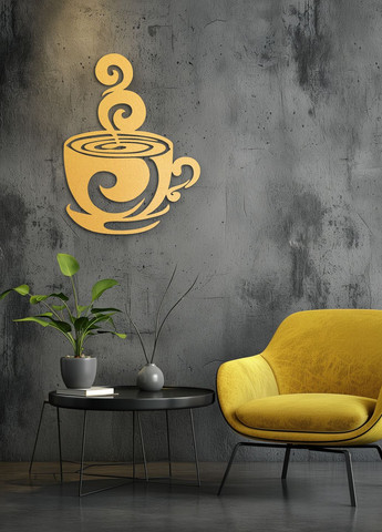 Деревянная картина на кухню, декоративное панно из дерева "Кофе на двоих", стиль лофт 50х38 см Woodyard (291842229)