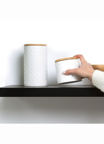 Емкость для хранения MY HOME 450 мл Белая (KP-18 S WHITE/WOOD) МВМ (363256463)