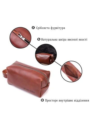 Мужской несессер большого размера из гладкой кожи на молнии Украина Светло-коричневый 22,5х12х11 см Grande Pelle (391300388)
