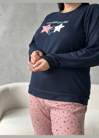 Синяя зимняя пижама женская кофта + брюки No Brand