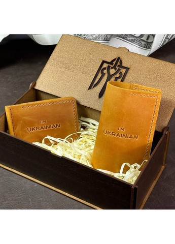 Подарунковий чоловічий набір із затискача для грошей та обкладинки на паспорт Yozone (372157891)