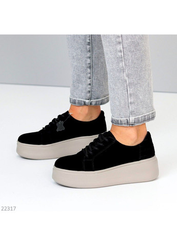 244 Кросівки Замшеві Чорні утеплені на платформі Hengji чорні демісезони (311226204)