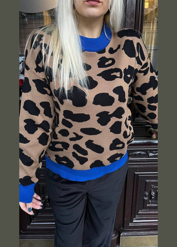 Кремовый летний свитер с принтом леопард. хит этого года No Brand
