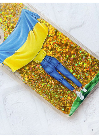 Чохол з плаваючими золотими блискітками на Xiaomi Redmi Note 14 Pro 4G Дівчина з прапором (принт 263) Creative (363967281)