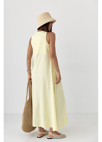 Желтое деловое женское платье с v-образным вырезом Lurex однотонное