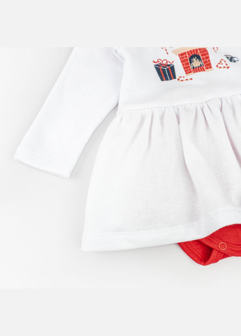 Боді зі вшитою спідничкою з тканини з начосом Christmas mood Білий dexter's (314853963)