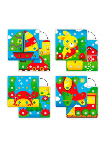 Розвиваючий набір мозаїки 2 в 1 Quercetti 2270-Q 16 фішок, 4 картки, 4 основи No Brand (362569731)