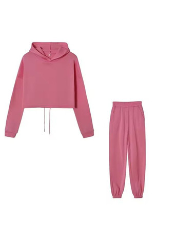 Костюм жіночий двійка з укороченим худі М фіолетовий Жіночий костюм оверсайз рожевий L No Brand (341331007)