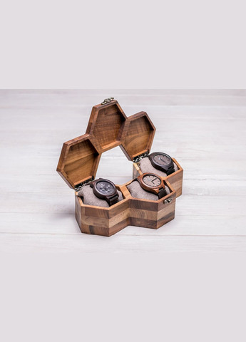 Сотовая шкатулка для 3-х часов с деревянной крышкой EcoWalnut (295548205)