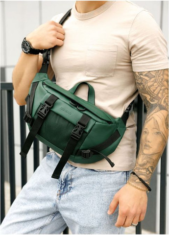 Сумка через плечо бананка мужская из экокожи для телефона и для документов большая Зеленый 38391 Sambag (352165880)