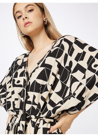 Комбінована сукня-сорочка оверсайз Monki з абстрактним візерунком