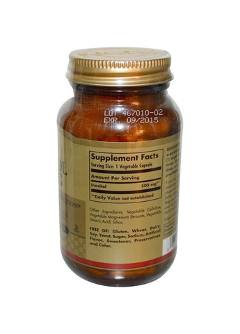 Инозитол, Inositol, 500 мг, 100 капсул Solgar (366734044)