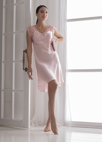 Нічна сорочка комбінація шовк Флоренція L Рожевий Silk Kiss (285716668)