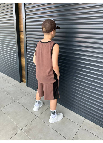 Бежевий літній костюм майка + шорти хлопчик No Brand