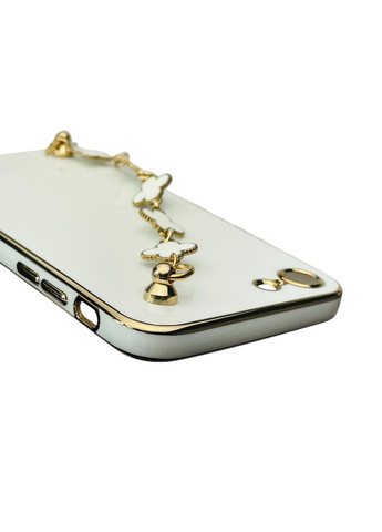 Чохол для телефона iPhone 7 жіночій із ремінцем з прикрасами та золотою окантовкою на айфон 7 білий gs1 Apple (366236707)