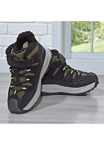 Хаки зимние дутики на липучках,зимние ботинки на овчине для мальчика, зимние хайтопы для мальчика Tom.M на липучке