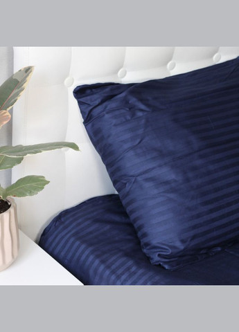 Комплект постельного белья Stripe Sense Dark Blue сатинстрайп евро 200х220 см темно-синий SoundSleep (308071910)