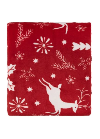 Плед Christmas Flannel 160х200см, 100% поліестер, олені, червоний ART0126PB Ardesto (367057504)