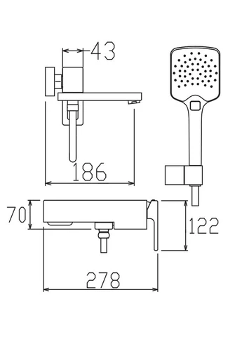 Змішувач для ванни з коротким виливом (Колір графіт) (KR5986) KOER KB-41009-07 (402808220)
