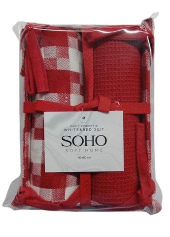 Кухонный текстиль Наб. марш. 40*60см хлопок 100% White&Red 2шт. Soho (365274822)