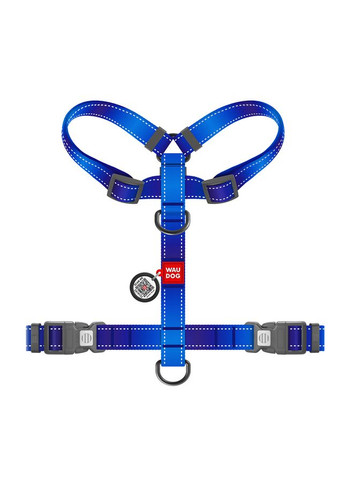 Шлея для собак Nylon Mono с QR-паспортом, светоотражающая, L, Ш 25 мм, А 51-85 см, В 60-85 см, синий WAUDOG (332880846)