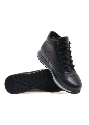 Черные зимние ботинки комфорт мужские 376-1s/black leather Ikos