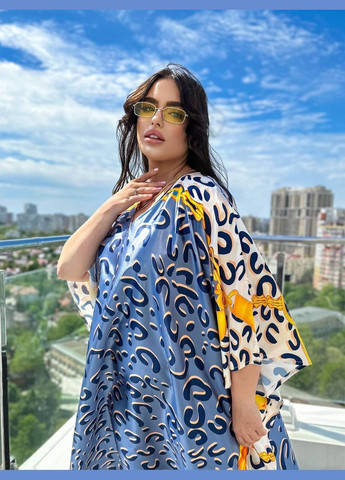 Блакитна повсякденний, пляжна, коктейльна сукня туніка жіноча довга plus size No Brand