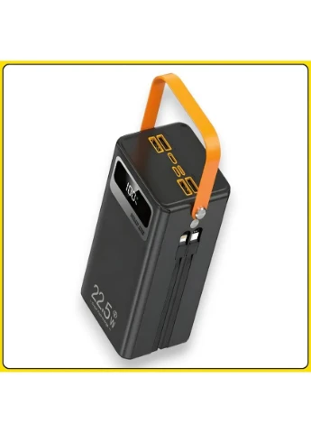 Зовнішній акумулятор TUGII-Y104 40000mAh 22.5W з потужною LED-лампою та вбудованими кабелями Чорний Power Bank (381524934)