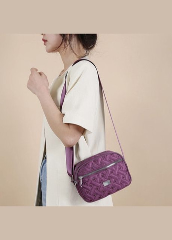 Жіноча класична сумка крос-боді 8809 на ремінці на три відділи фіолетова No Brand (306709414)