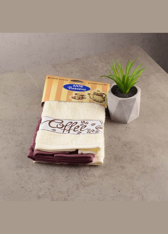 GM Textile набор кухонных махровых полотенец 2шт 30x50см, 30x50см coffee 400г/м2 (коричневый/белый) комбинированный производство -