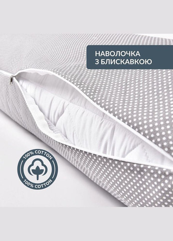 Подушка з наволочкою NORDIC+ для відпочинку та сну 40х140 см з блискавкою антиалергенна сіра IDEIA (317950348)