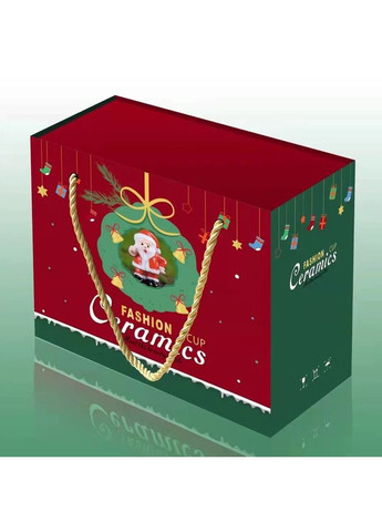 Новогодняя чашка с крышкой в виде снежнего шара с Дедом Морозом зеленого цвета в подарочной упаковке No Brand (315101619)