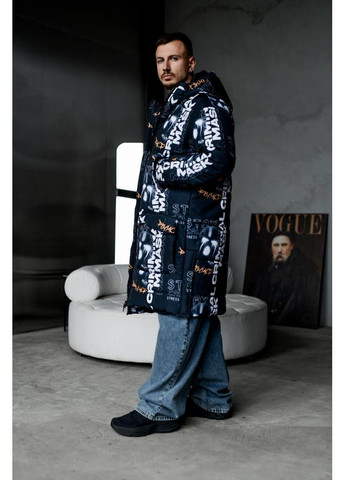 Комбинированная демисезонная куртка зимняя с капюшоном мужская стильная зимняя No Brand