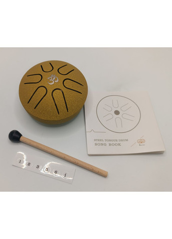 Язычковый барабан мини глюкофон на 6 нот 7.5 см с гравировкой ОМ золотой Hluru (370872827)