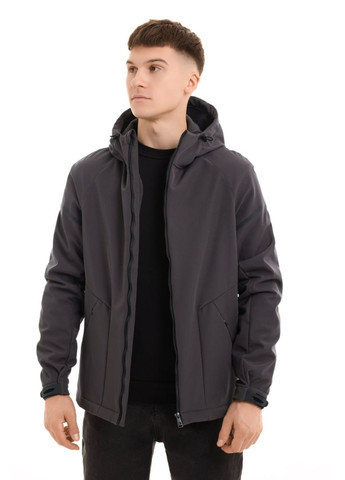 Темно-серая демисезонная мужская куртка No Brand