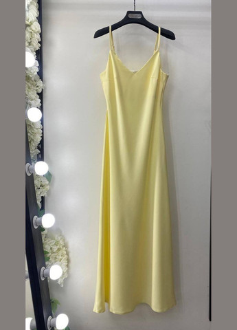 Желтое праздничный, повседневный, коктейльное женское шелковое макси платье силуэтная Avanti однотонное