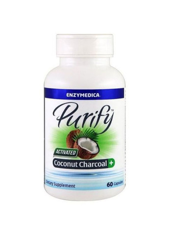Purify, Activated Coconut Charcoal+ 60 Caps ENZ-10065 Enzymedica (316713653)