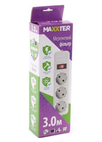 Сетевой фильтр SPM5-G-10G удлинитель 5 розеток 3 м Maxxter (297331398)