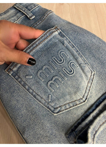 Джинси жіночі 9203-36 MOM банани напис на кишені великі розміри блакитні Sterling - (335364840)