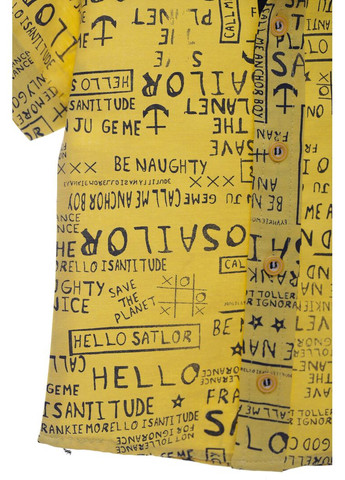 Сорочка з коротким рукавом для хлопчика бавовняна із символами жовта 122 см (37971) BABYKROHA (315721107)