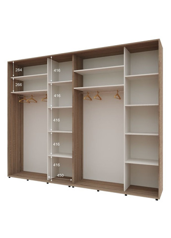 Шафа-купе чотиридверна 300*60*220 см Трюфель 4 двері Дзеркало Стандарт Комфорт Меблі (360473394)