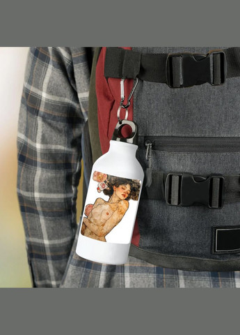 Фляга (бутылка) для воды с карабином 500 мл Металлическая (Туристическая, Для кемпинга, Для спорта) #160 500 мл Белый No Brand (323639946)