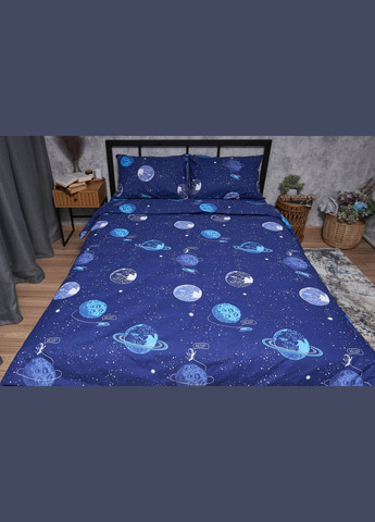 Комплект постільної білизни Бязь Gold Люкс «» євро 200х220 наволочки 4х50х70 (MS-820004808) Moon&Star Planets (293148076)