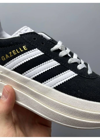 Білі кросівки чоловічі adidas gazelle bold black white адідас газель білі демісезон No Brand