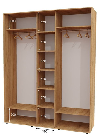 Шкаф-купе трехдверный 200*60*250 Дуб крафт золотой 2 ДСП/Зеркало с пескоструйным рисунком ШК-04 Алекса (360451521)