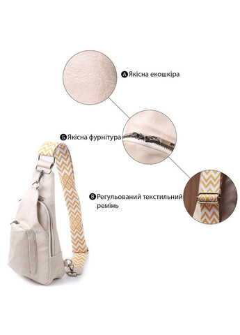 Стильна жіноча сумка з екошкіри з акцентом на текстильну лямку 22774 Білий Vintage (330795360)